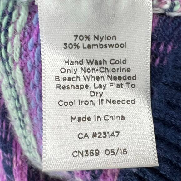 Talbots Cardigan Sweater Womens XL Purple Blue Fair Isle Striped Lambswool Cozy - Picture 13 of 14